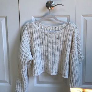Oversized white cropped sweater